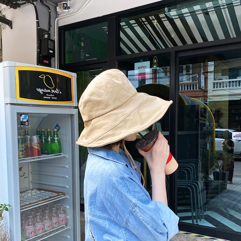 Fisherman hat women's autumn and winter all-match big head circumference Korean version pure cotton face small sun hat women's sunscreen anti-UV