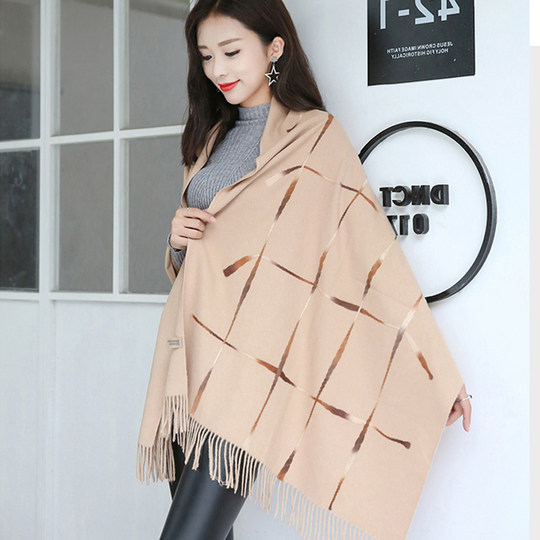 Pink Scarf for Women in Autumn and Winter Korean Style Birthday Gift Gift Box Cute Girl Fashion Plaid Warm Scarf Shawl