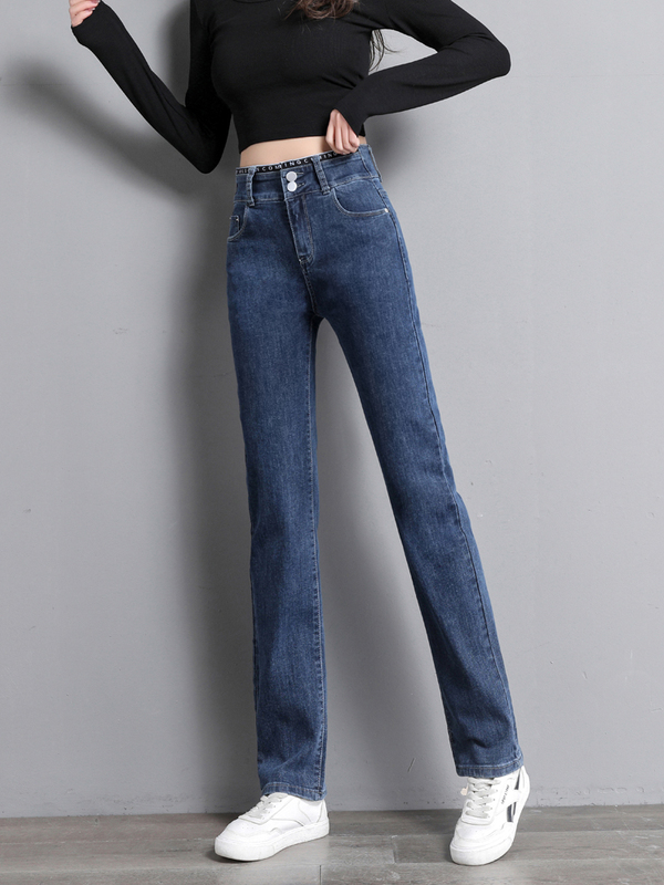 High-Waisted Cigarette Pants for Women, Blue-Gray, 2026 Spring and Autumn New Style, Slimming, Petite, Height-Enhancing, Narrow-Fit, Stretchy Straight-Leg Pants