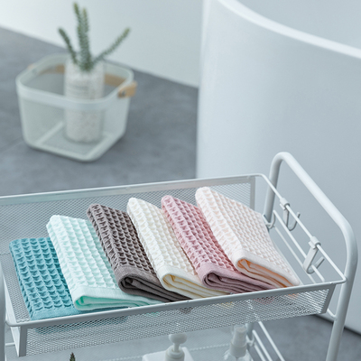 日系effecoco 4条装华夫格抑菌方巾女洗脸洗护柔软吸水纱布小毛巾