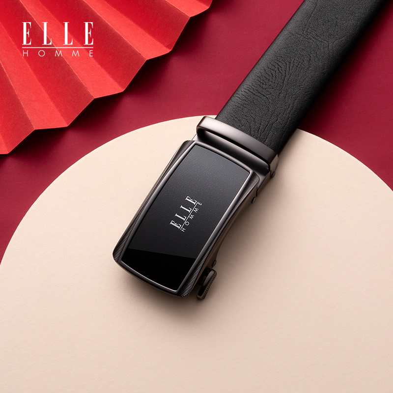 French ELLE HOMME belt men's 2023 new leather automatic buckle men's belt cowhide business belt