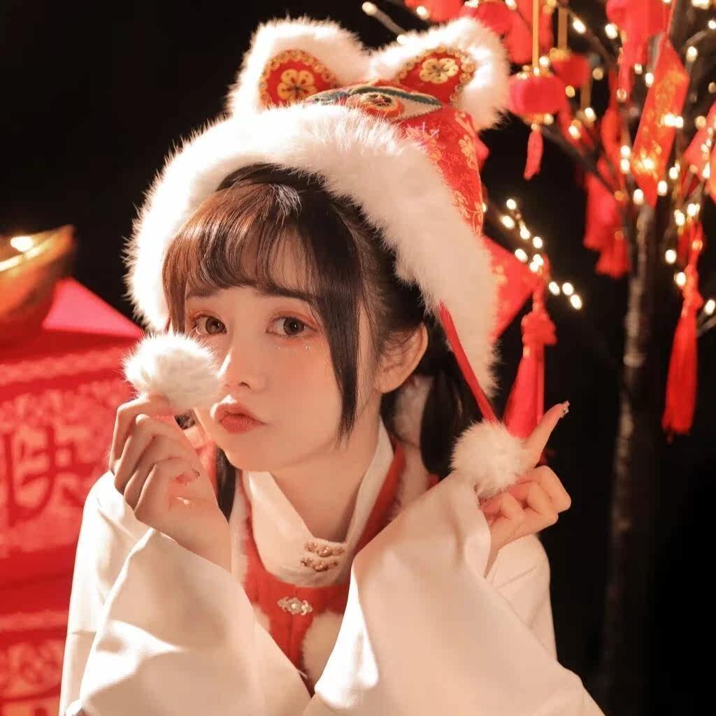 Tiger hat real rabbit hair adult children Hanfu with new net red tiger hat cute winter Chinese style hat