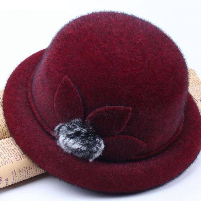 Middle-aged and elderly mother wool warm hat autumn and winter grandmother hat female mother-in-law old cotton hat winter scarf