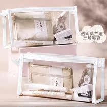 2021 new stationery box transparent pencil case large capacity girl Korean version of simple cute ins Japanese Primary School students Female