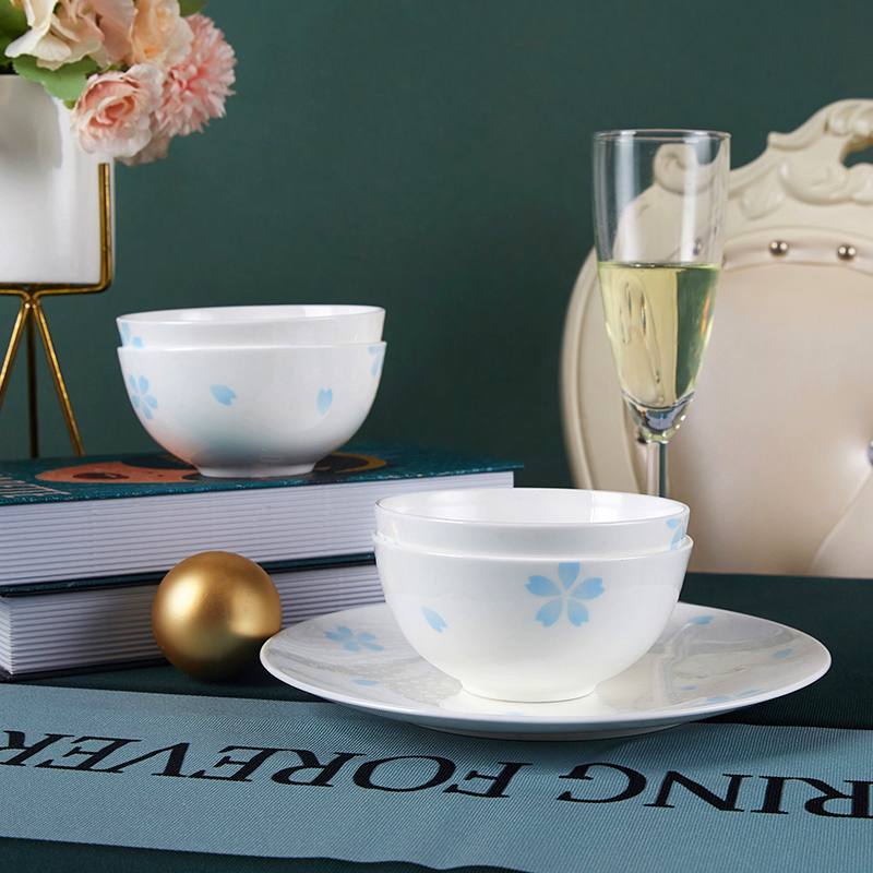 Yuquan new green sakura ipads porcelain tableware suit household set bowl dish dish dishes suit household six composite ceramics