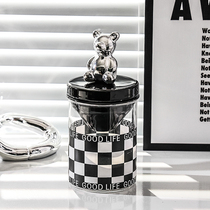 funnel ashtray creative trendy home decoration cigarette tea table living room household anti fly ash smell with cover cigarette