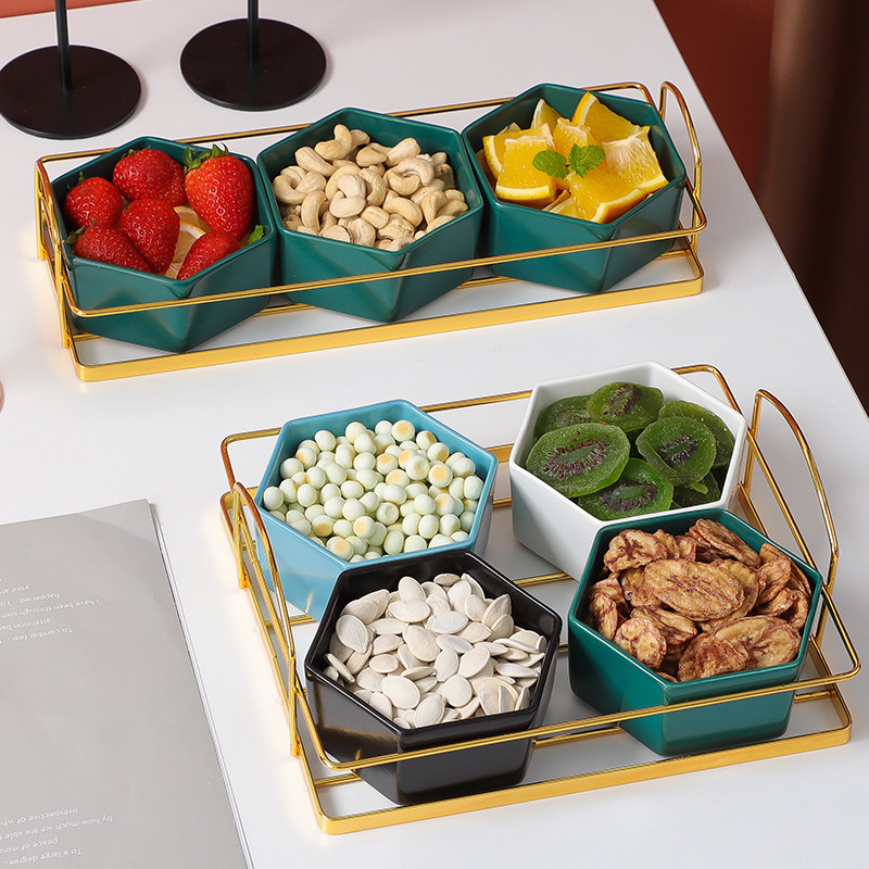 Creative Light Extravaganza Fruit Dish with lid Home Living room Dry fruit pan Ceramic Melon Snack Snack Snack Snack Snack Snack Snack Snack