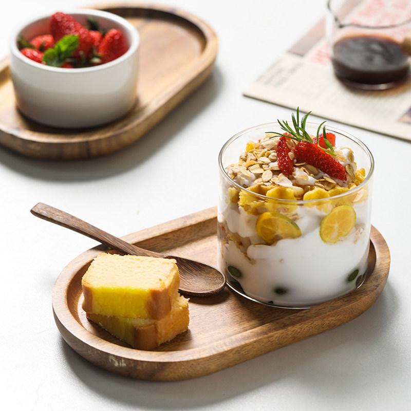 Glass Ice Sand Bowls One Person Food Suit Nets Red Creative Milk Tea Shop Dessert Ice Cream Ice Cream Cups Bread Wood