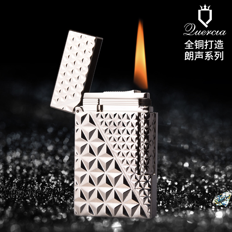 Quercia Langsheng kerosene lighter diamond pattern steel tone classic piano tone high-end men's gift pure copper