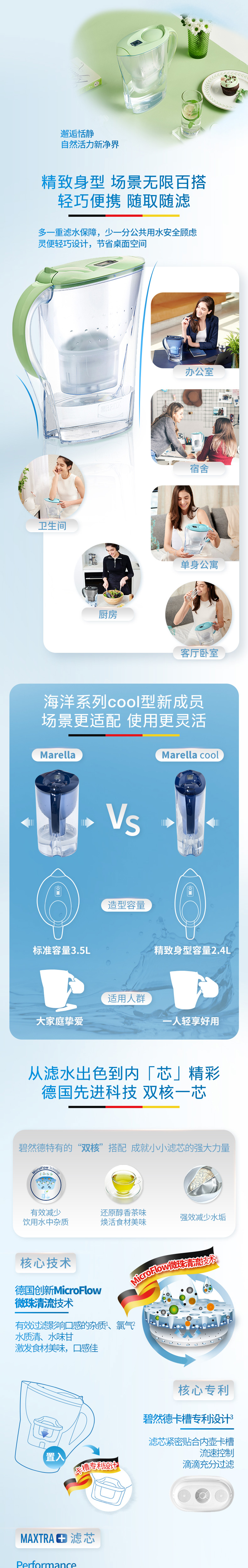 新低！1壶2芯 碧然德 Marella cool 海洋系列 滤水壶2.4L 百亿补贴108元包邮 买手党-买手聚集的地方