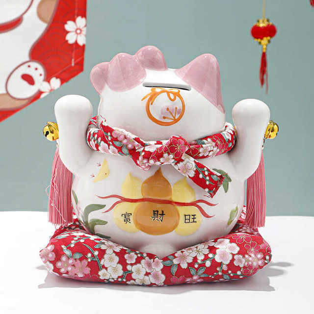 Light Luxury Ornaments, Lucky Cat Piggy Bank, Ceramic Ornaments, High-Looking, Festive and Creative New Year Gifts for Children