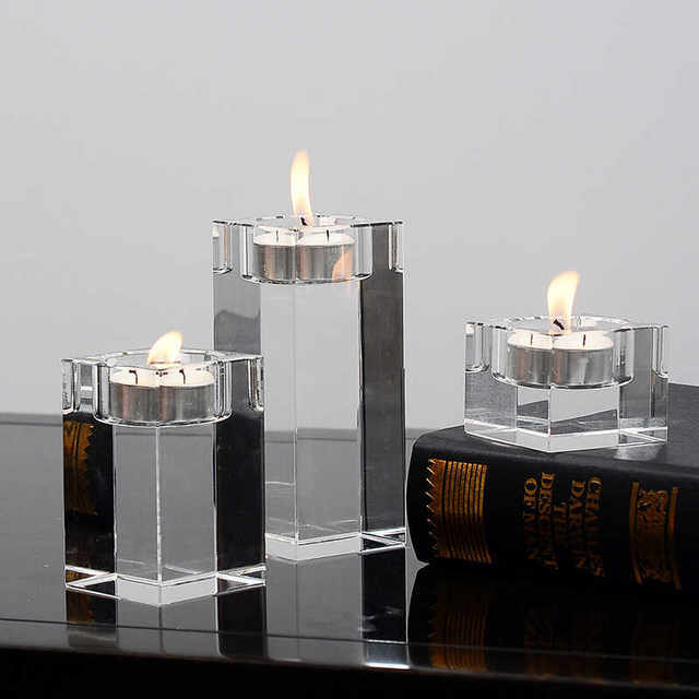 Crystal Glass Candlestick Ornaments, Romantic Candle Cups, European Style Creative Simple Modern Home Decorations
