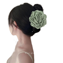 Island Love Flower Large Clip Burnt Edge Satin Hair Clip Modern Peony Flower Clip Hairpin Headgear
