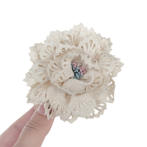 Sweet style fabric flower hair clip brown beige hair clip bangs side duckbill clip travel hair clip