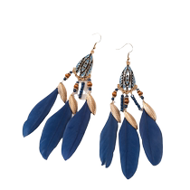 Mocha golden brown long tassel feather earrings bohemian earrings retro palace ear hook hair twister for women