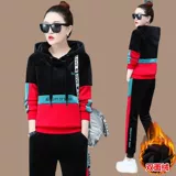 Бархатный комплект, демисезонный утепленный спортивный костюм для отдыха, толстовка с капюшоном, 2020