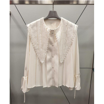 New French white shirt female design sense niche shirt female spring and autumn long sleeve clavicular heart machine foreign style top