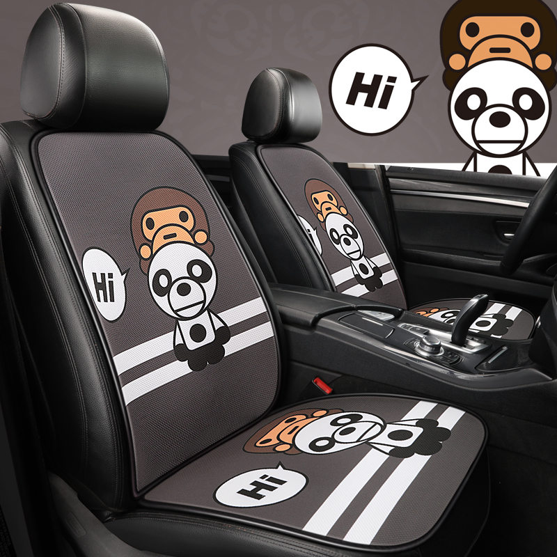 Cartoon car seat cushion summer single piece ice silk cool mat four seasons general purpose rear thin seat cushion breathable cartoon monkey seat cover
