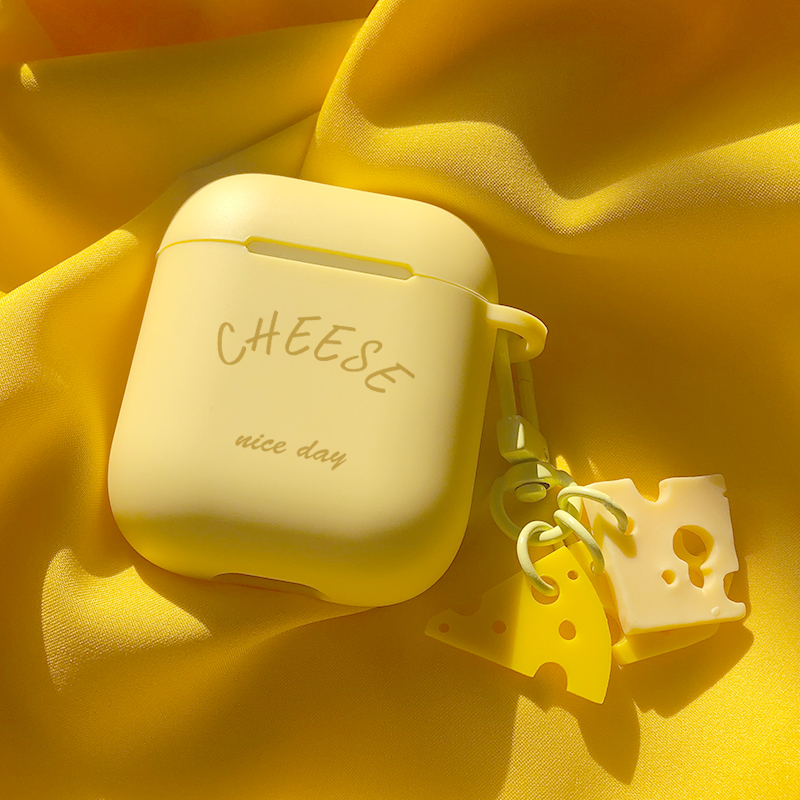 Airpods protection shell small crowdsourced 2 second-generation silicone gel soft shell suitable for apple wireless headphone protective sleeve Three generations 3 pure color ins craze cute cheesecheese airpodspro cute Jane