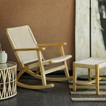  Nordic balcony rattan lazy rocking chair ins wind recliner Household leisure rattan chair living room modern rocking chair adult