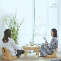 Modern simple bay window small coffee table Balcony rattan coffee table Japanese coffee table three-piece household tatami bay window table