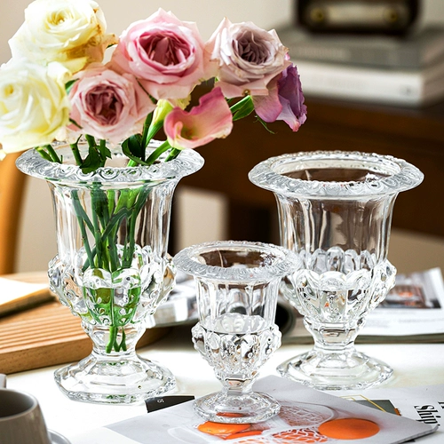 Высококачественная ретро-креативная ваза с тиснением, прозрачное стекло, цветочная композиция в стиле ins, цветочная гостиная, свет, роскошное украшение стола