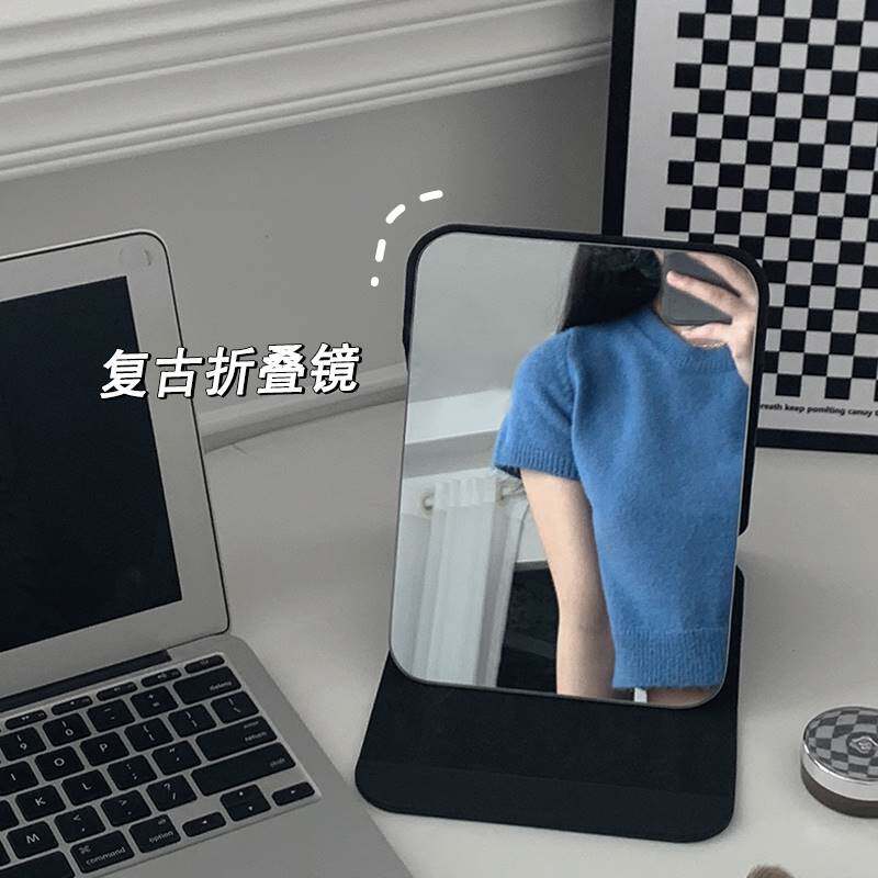 Mirror makeup mirror men's special desktop student dormitory folding portable desktop large mirror female portable can stand