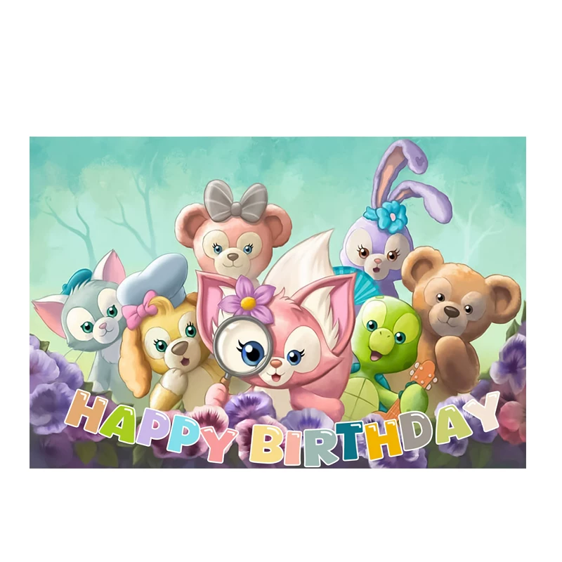 Daffy Bear theme birthday party decoration background hanging cloth Star Dew poster banner balloon pull flag cake insert card