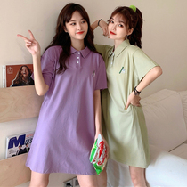 Dress women 2020 New polo collar shirt dress women long girlfriends dress dress skirt Mori students ins style