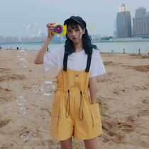 Strap pants set foreign age 2020 new fashion Korean version loose cute Japanese summer small man High