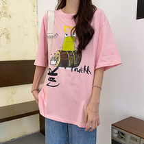 Half-sleeve T-shirt women with ancient short sleeves 2020 new female Hong Kong style simple ins tide loose Korean student jacket summer