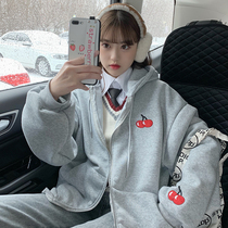 Jacket 2020 New Womens Day Department Ancient with grey sweatshirt female autumn and winter 100 hitch loose Korean version Chains students