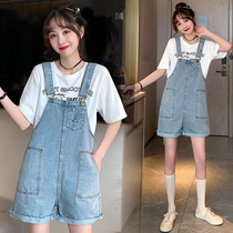 Net red strap jeans womens straps 2020 new little cute Japanese summer thin Korean version loose
