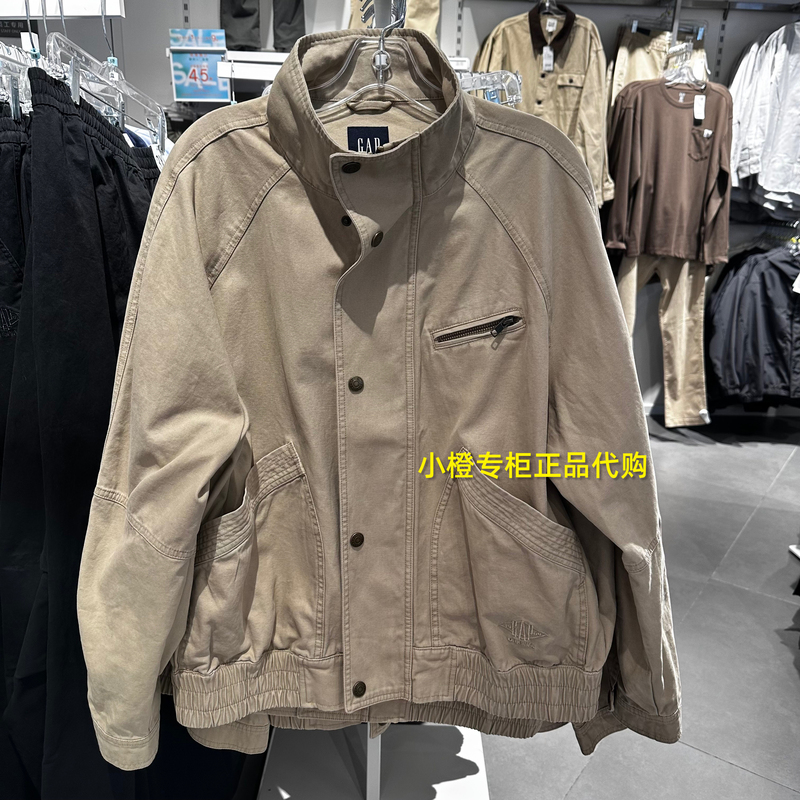 Gap Men's Jacket Autumn New Workwear Style Pure Color American Retro Lapel Jacket 854128