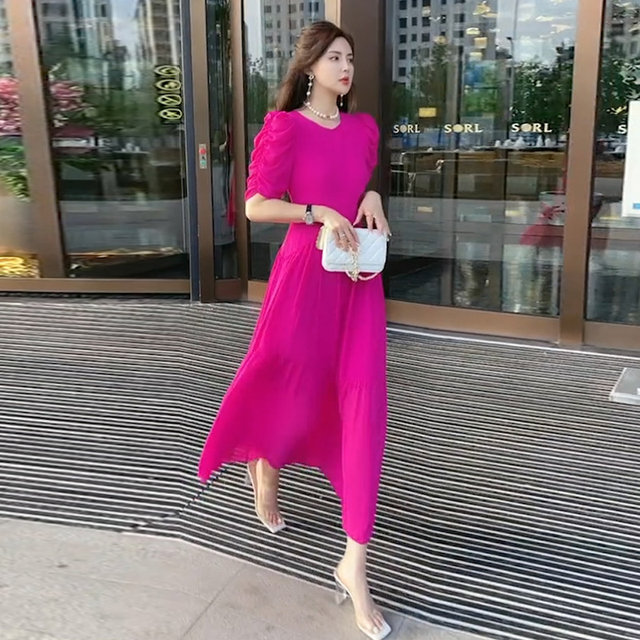 2022 summer new French high-end high-end temperament goddess Fan Mingyuan Yujie light familiar style slim dress