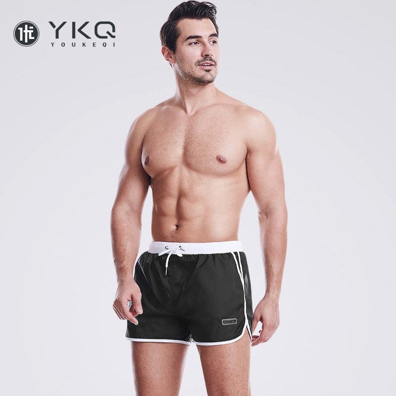 Swimming trunks men's flat angle full lining quick-drying anti-embarrassment loose new swimming trunks solid color tide hot spring beach shorts