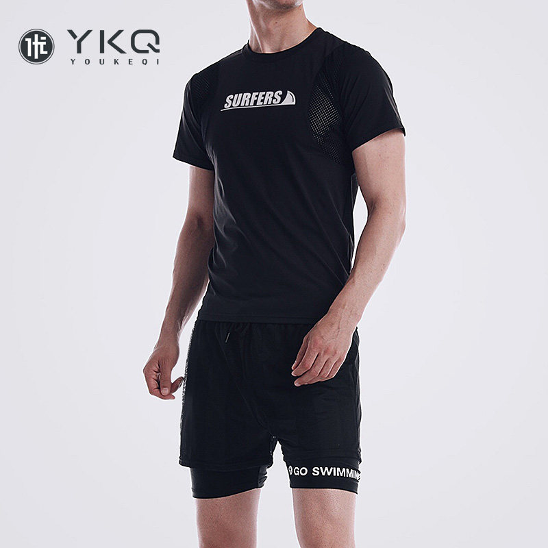 Men's sun protection swimsuit speed dry loose anti-awkward swim trunks suit 50% professional spa boomers swimming gear