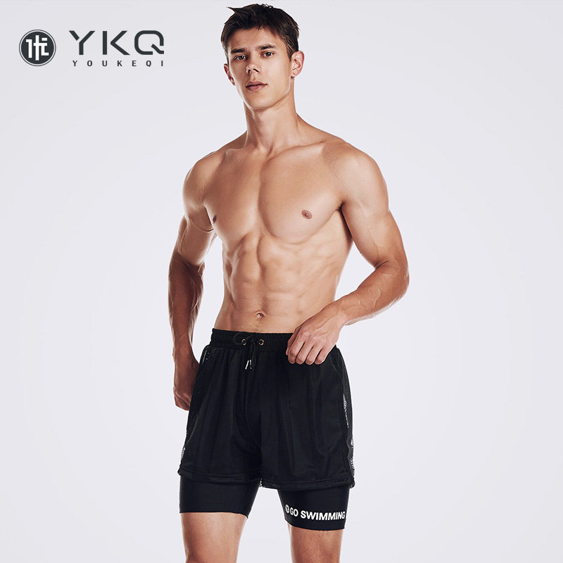 Swimming trunks men's anti-embarrassment loose quick-drying long edition five-point professional swimming trunks flat swimsuit Beach pants spa equipment