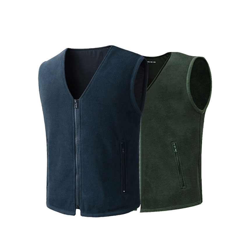 Jihua fleece vest male autumn winter tactical vest shoulder casual middle-aged and elderly plus velvet thick warm horse jacket