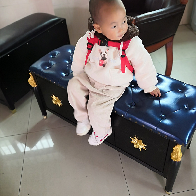 Entrance to the house Shoes Stool Home Doorway Seat-changing Shoe cabinet Stool American Light Lavish Changing Shoes Stool Solid Wood Storage Stool