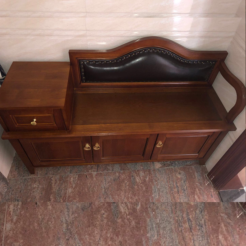 Shoe change stool home door shoe cabinet solid wood door shoe stool cushion shoe cabinet stool American shoe stool can sit on shoe stool