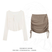 Big Code Woman Dress Fat Sister Pure Desire Wind Irregular Slim Fit Sunscreen Blouse Jacket With half body dress Short skirt