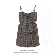 Plus Size Women Fat Sister 2021 Spring Dress New Sexy Lightweight Hepburn Style Big Bowtie Dress Short Dress