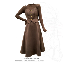 Large size fat mm foreign style fashion suit autumn and winter retro vest slim sweater skirt French three-piece suit