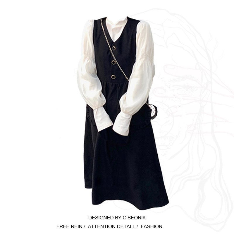 Large size women's dress Fat sister Fab-style design Feminists Dress Lady Autumn Lamp Core Suede Vest Dress Outside Wearing Little Black Dress