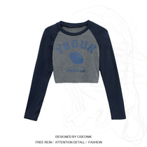 Big Code Women Dress Fat Sister American Comeback Short Long Sleeve T-Shirt Woman Early Fall High Waist Dew cord Tight Tops