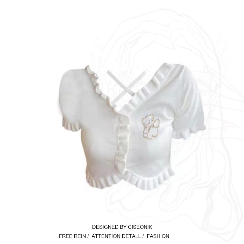 Large Size Women Dress Fat Sister Pure Desire Wind Chili Girl Milk Bear Short BM Knit Short Sleeve Blouse Blouse Blouse Tshirt Tide