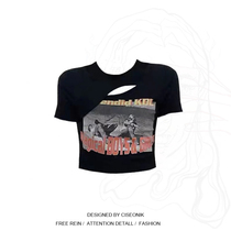 Big Code Women Dress Fat Sister American Retro Printed Short Sleeves T-shirt Female Summer Design Sensation Small crowdblouse Chains Chains