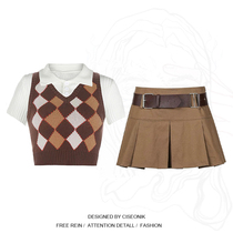 Big Code Women Dress Fat Sister American Retro Shorts Jersey Blouse Blinger Waistcoat Delivery Belt Tide