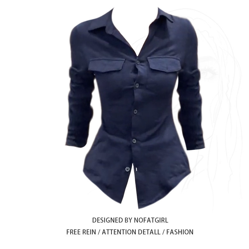 Plus-Size Sweet and Spicy Girl Polo Collar Long-Sleeve Shirt for Women, Early Spring Slim-Fit Design, Stylish Waist-Cinching Top